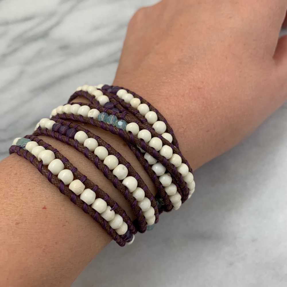 Handmade Rope Wrapped Bracelet Purple